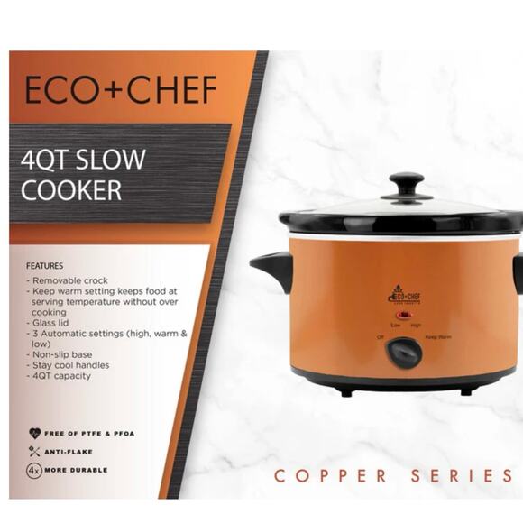 ECO+CHEF 4 Quart Slow Cooker-Copper Series - Picture 4 of 4
